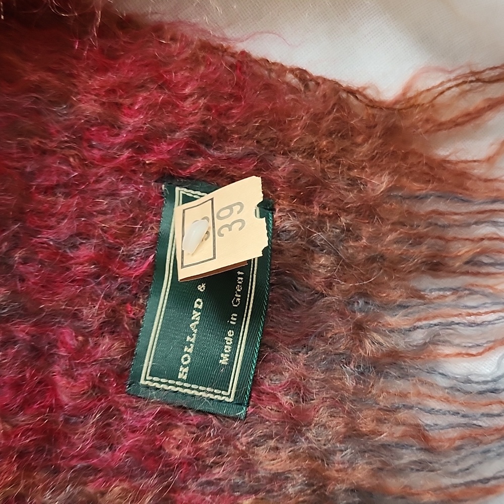 Holland & Holland New Long Pink, Grey, Orange Mohair Wool Scarf, OS $75 - Picture 3 of 11